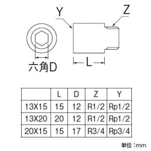 三栄水栓製作所 【販売終了】ステンレスザルボ 呼び13(R1/2)×13(Rp1/2) 長さ15mm SUS304製 ステンレスザルボ 呼び13(R1/2)×13(Rp1/2) 長さ15mm SUS304製 TS22-13X15 画像2