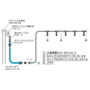 三栄水栓製作所 【販売終了】ミストセット 水栓直結タイプ ガーデニング チューブ径:6×8mm ノズル最大取付数:20個 ミストセット 水栓直結タイプ ガーデニング チューブ径:6×8mm ノズル最大取付数:20個 ECXH1711S-13-ZA 画像2