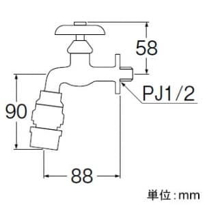 三栄水栓製作所 【販売終了】ジョインター横水栓 単水栓 逆止弁なし 適合ホース内径:12〜15mm ジョインター横水栓 単水栓 逆止弁なし 適合ホース内径:12〜15mm PY307-13 画像2