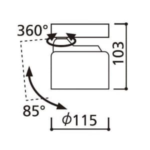 オーデリック 【生産完了品】LEDスポットライト フラット形6.5W フレンジタイプ 電球色(2700K) 光束492lm 配光角108° オフホワイト  OS256193LD 画像2