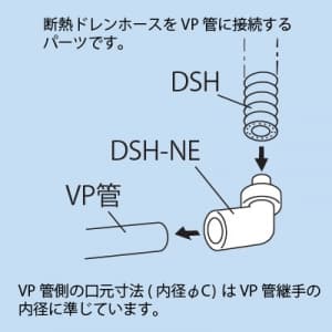 因幡電工 VP管エルボ 断熱ドレンホース(DSH-25N)用 VP管エルボ 断熱ドレンホース(DSH-25N)用 DSH-25NE 画像3