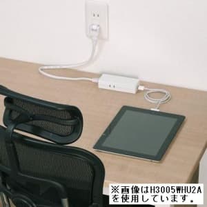 ヤザワ 【生産完了品】USBタップ 0.5m AC2個口 USB1ポート USB出力2A ホワイト  H3005WHU2A 画像2