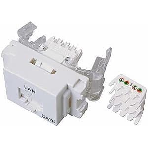 サン電子 【販売終了】LANモジュラジャック ツールレスタイプ Cat.6対応 ホワイト色 LMJ-6TLW