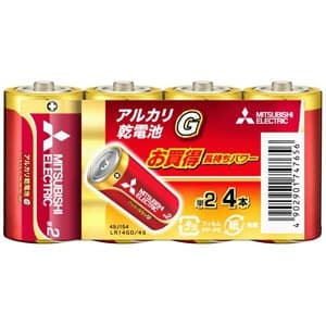 三菱 【販売終了】アルカリ乾電池 長持ちパワー Gシリーズ 単2形 4本パック LR14GD/4S
