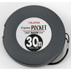 タジマ 一般測定用巻尺 《エンジニヤ ポケット》 スチールテープ 長さ30m 空転防止機構付 EPK-30BL