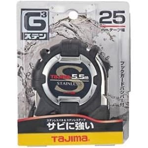 タジマ 【生産完了品】G3ステンロック25 ステンレススチールテープ 長さ5.5m 尺相当目盛付(182/33m) 両面目盛 ロックタイプ G3ステンロック25 ステンレススチールテープ 長さ5.5m 尺相当目盛付(182/33m) 両面目盛 ロックタイプ G3SL2555SBL 画像2