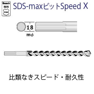 BOSCH SDS-maxビット SpeedXタイプ 錐径φ17.0mm 全長340mm 4カッター SDS-maxビット SpeedXタイプ 錐径φ17.0mm 全長340mm 4カッター MAX170340SX 画像2