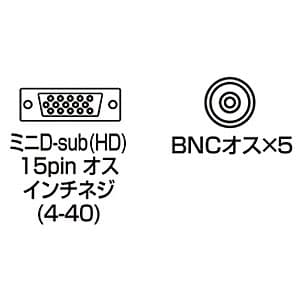 サンワサプライ ディスプレイケーブル BNC同軸ケーブル フェライトコア付 2m ディスプレイケーブル BNC同軸ケーブル フェライトコア付 2m KB-5BNC2K 画像2