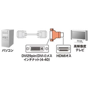 サンワサプライ HDMI変換アダプタ DVI29pin(DVI-I)メス-HDMIオス HDMI変換アダプタ DVI29pin(DVI-I)メス-HDMIオス AD-HD01 画像3