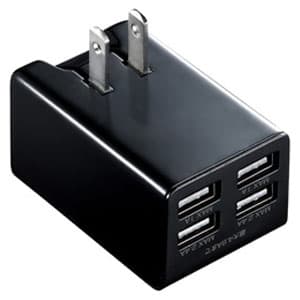 サンワサプライ 【生産完了品】小型USB充電器 合計4.8A USB4ポート ブラック 小型USB充電器 合計4.8A USB4ポート ブラック ACA-IP38BK