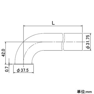 カクダイ 【販売終了】キセル管 呼び32×長さ300mm ツバ付 キセル管 呼び32×長さ300mm ツバ付 0437-32×300 画像2