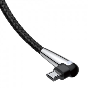電材堂 【販売終了】USBケーブル エルボタイプ USB〜MicroUSB 長さ2m ブラック DCAMMVPF01