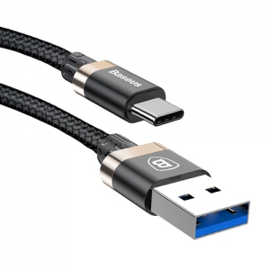 電材堂 【生産完了品】USBケーブル 急速充電タイプ USB〜Type-C 長さ1.5m ブラック/ゴールド DCATGBA1V