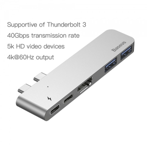 電材堂 【販売終了】USBハブアダプター Type-C用 Thunderbolt3対応 5in1 ディープスペースグレー USBハブアダプター Type-C用 Thunderbolt3対応 5in1 ディープスペースグレー DCAHUBB0G 画像3