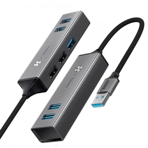 電材堂 【生産完了品】USBハブアダプター USB3.0×3+USB2.0×2 ダークグレー DCAHUBC0G