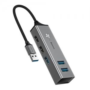 電材堂 【生産完了品】USBハブアダプター USB3.0×3+USB2.0×2 ダークグレー USBハブアダプター USB3.0×3+USB2.0×2 ダークグレー DCAHUBC0G 画像3