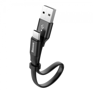 電材堂 【販売終了】USBケーブル 急速充電タイプ USB〜Type-C 長さ23cm ブラック DCATMBJ01