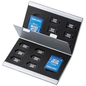 サンワサプライ 【生産完了品】アルミメモリーカードケース microSDカード用 両面収納タイプ 最大14枚収納 FC-MMC5MICN