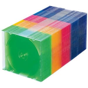 サンワサプライ 【生産完了品】DVD・CDケース スリムタイプ 1枚収納 5色ミックス 50枚セット FCD-PU50MX