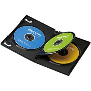 サンワサプライ 【生産完了品】DVDトールケース 3枚収納 スタンダードサイズ インデックスカード付 ブラック 3枚セット DVD-TN3-03BK