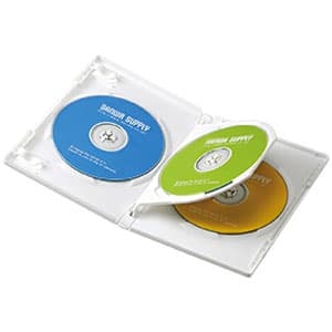 サンワサプライ 【生産完了品】DVDトールケース 3枚収納 スタンダードサイズ インデックスカード付 ホワイト 3枚セット DVD-TN3-03W