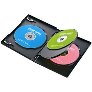 サンワサプライ 【生産完了品】DVDトールケース 4枚収納 スタンダードサイズ インデックスカード付 ブラック 3枚セット DVD-TN4-03BK