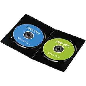 サンワサプライ 【生産完了品】スリムDVDトールケース 2枚収納 スリムタイプ インデックスカード付 ブラック 10枚セット DVD-TU2-10BK