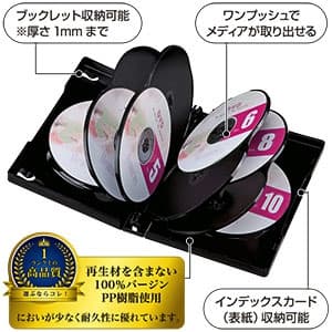 サンワサプライ 【生産完了品】DVDトールケース 10枚収納 ダブルサイズ インデックスカード付 ブラック DVDトールケース 10枚収納 ダブルサイズ インデックスカード付 ブラック DVD-TW10-01BK 画像3