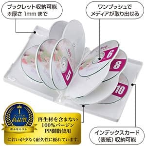 サンワサプライ 【生産完了品】DVDトールケース 10枚収納 ダブルサイズ インデックスカード付 ホワイト  DVD-TW10-01W 画像3