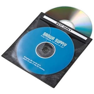 サンワサプライ 【生産完了品】DVD・CD不織布ケース 2枚収納 インデックスカード付 ブラック 50枚セット FCD-FN50BKN