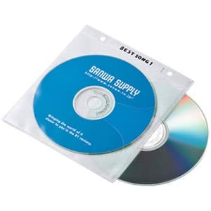 サンワサプライ DVD・CD不織布ケース 2穴付きタイプ 2枚収納 インデックスカード付 ホワイト 50枚セット FCD-FR50WN