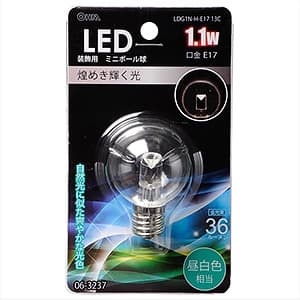 オーム電機(OHM) 【販売終了】LEDミニボール球 G40形 昼白色相当 E17口金 装飾用 クリア LDG1N-H-E1713C