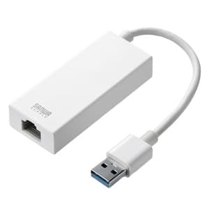 サンワサプライ 【生産完了品】USB-LANアダプタ Gigabit対応 USB3.0ハブ1ポート付 ホワイト LAN-ADUR3GHW