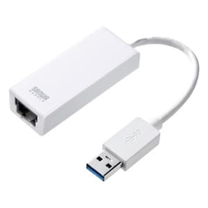 サンワサプライ 【生産完了品】USB3.0LANアダプタ Gigabit対応 ホワイト USB3.0LANアダプタ Gigabit対応 ホワイト LAN-ADUSBRJ45G