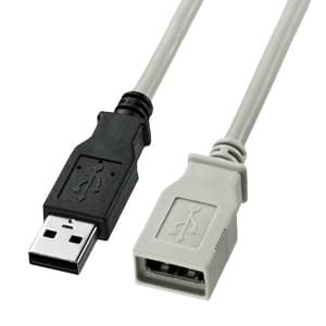 サンワサプライ USB延長ケーブル Aコネクタ-Aコネクタメス 0.5m ライトグレー/黒 USB延長ケーブル Aコネクタ-Aコネクタメス 0.5m ライトグレー/黒 KU-EN05K