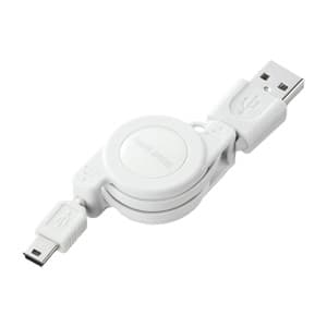 サンワサプライ 【生産完了品】USB2.0モバイルケーブル 巻き取りタイプ USB Aコネクタオス-ミニUSB Bコネクタオス 0.1〜0.8m ホワイト KU-M08MB5W
