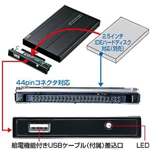 サンワサプライ 【生産完了品】2.5インチハードディスクケース IDEハードディスク用 USB2.0対応 ブラック 2.5インチハードディスクケース IDEハードディスク用 USB2.0対応 ブラック TK-RF25UBKLN 画像2