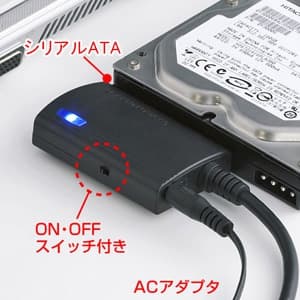 サンワサプライ SATA-USB3.0変換ケーブル HDD・SSD・光学式ドライブ用 ON・OFFスイッチ付 長さ0.8m SATA-USB3.0変換ケーブル HDD・SSD・光学式ドライブ用 ON・OFFスイッチ付 長さ0.8m USB-CVIDE3 画像2
