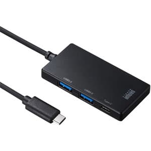 サンワサプライ 【生産完了品】USB3.0ハブ Type-C 3ポート ケーブル長1m ブラック USB-3TCH1BK