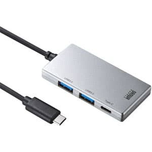 サンワサプライ 【生産完了品】USB3.0ハブ Type-C 3ポート ケーブル長1m シルバー USB-3TCH1S