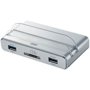 サンワサプライ 【生産完了品】USB3.0ハブ 3ポート PC・タブレット両用 SDカードスロット搭載 シルバー USB-3HMS3S