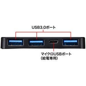 サンワサプライ 【生産完了品】USB3.0ハブ 3ポート SurfacePro用 ブラック USB3.0ハブ 3ポート SurfacePro用 ブラック USB-3HSS1BKK 画像2