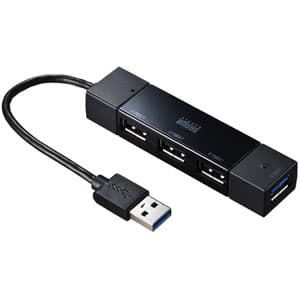 サンワサプライ 【生産完了品】4ポートUSBコンボハブ USB3.0(1ポート)+USB2.0(3ポート) ブラック USB-HAC402BK