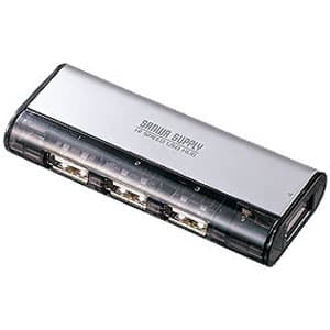 サンワサプライ 【生産完了品】USB2.0ハブ 4ポート コンパクトタイプ 強力マグネット付 シルバー USB-HUB225GSV