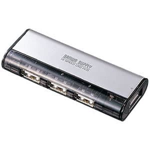 サンワサプライ 【生産完了品】USB2.0ハブ 4ポート コンパクトタイプ 強力マグネット付 シルバー USB-HUB226GSV