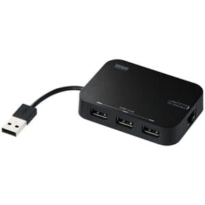サンワサプライ 【生産完了品】USB2.0ハブ 3ポート LANアダプター内蔵 ブラック USB-HLA306BK