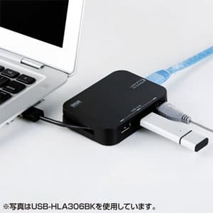 サンワサプライ 【生産完了品】USB2.0ハブ 3ポート LANアダプター内蔵 ホワイト USB2.0ハブ 3ポート LANアダプター内蔵 ホワイト USB-HLA306W 画像3