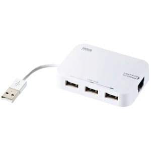 サンワサプライ 【生産完了品】USB2.0ハブ 3ポート LANアダプター内蔵 ホワイト USB-HLA306W