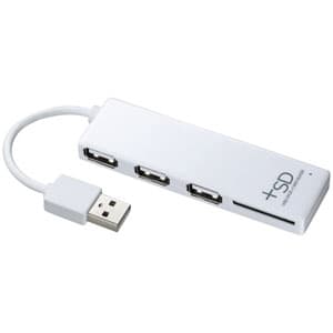 サンワサプライ 【生産完了品】USB2.0ハブ 3ポート SDカードリーダー付 ホワイト USB2.0ハブ 3ポート SDカードリーダー付 ホワイト USB-HCS307W