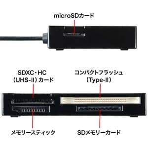サンワサプライ USB3.0カードリーダー UHS-&#8545;対応 5スロット 59メディア対応 ブラック USB3.0カードリーダー UHS-&#8545;対応 5スロット 59メディア対応 ブラック ADR-3ML35BK 画像2